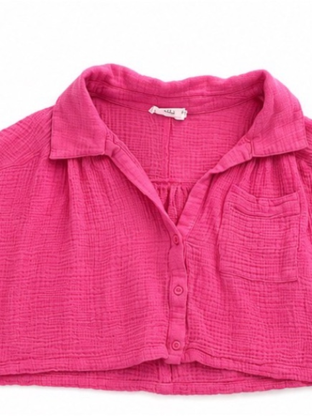 Talulah Pink Gauze Cropped Button-Up Top Size Small Beachy Boho Shirt